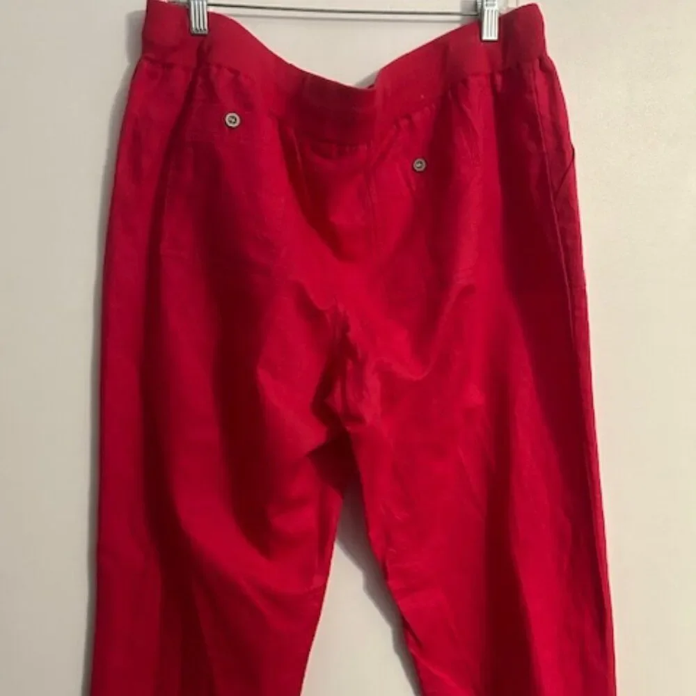 Banana Republic Passion Pink Linen blend cuffed crop pants, size XL
